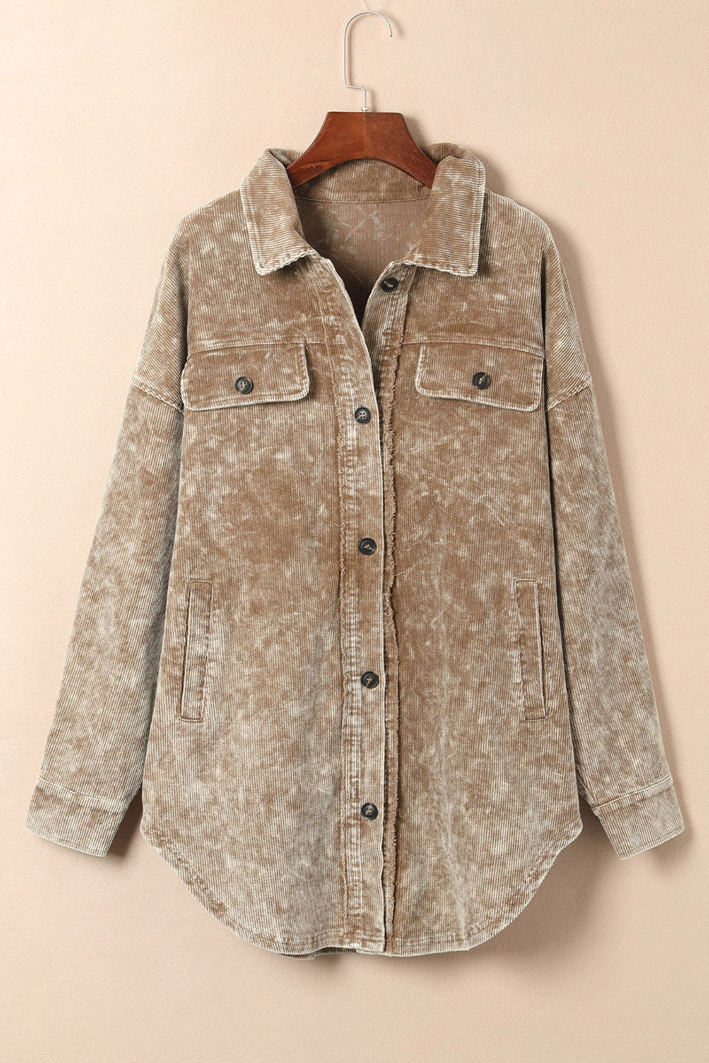 Shacket Oversize Kaki — Effet Vintage Mineral Wash