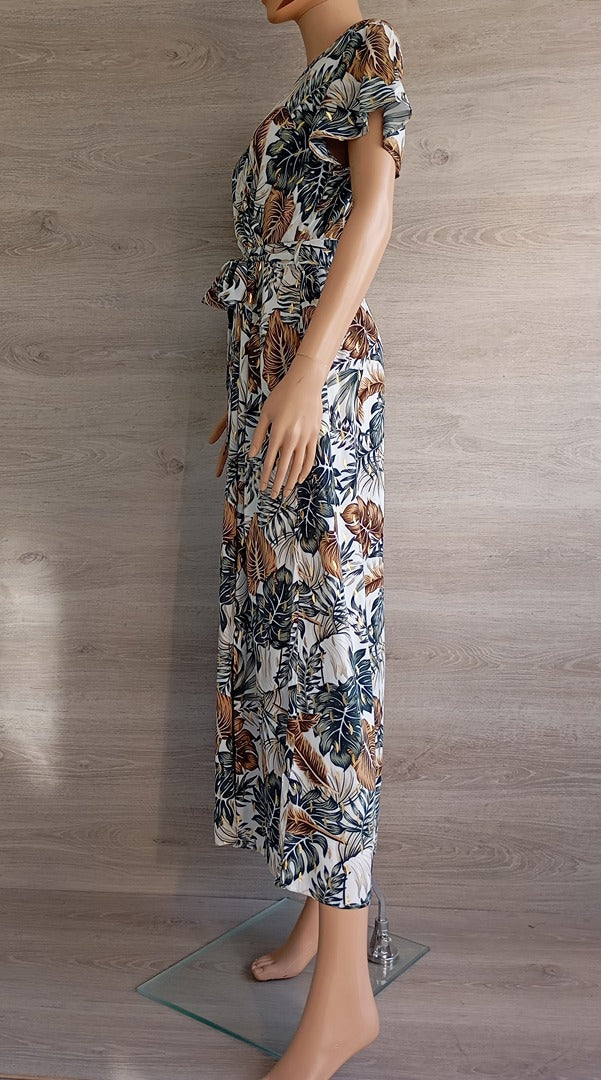 Robe longue manches courtes - M/l -multicolore - Très bon état - 100% viscose - motif florale