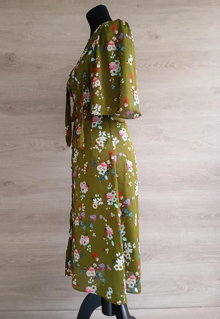 Robe midi Mango - Xs - Kaki - Très bon état