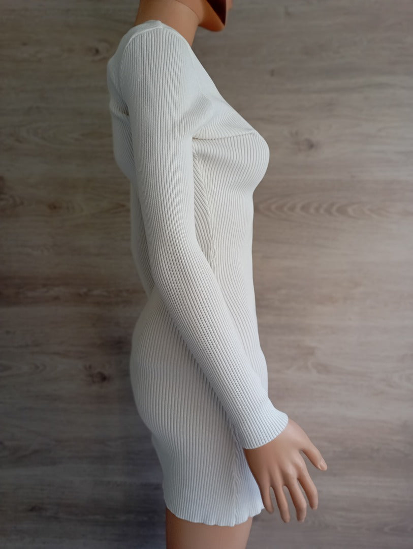 Robe pull manches longues - Mc Lorene - Taille unique - Blanc - Très bon état