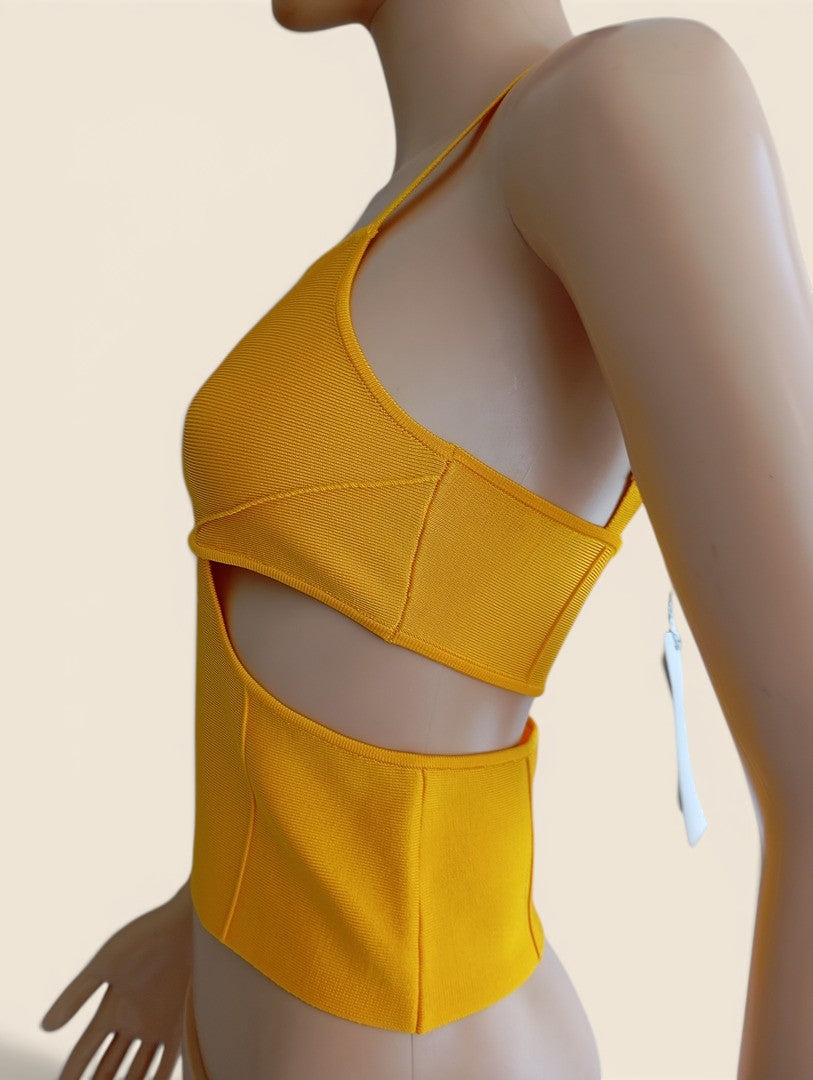Crop top Patrizia Pepe - Xs - Jaune - Neuf avec étiquette