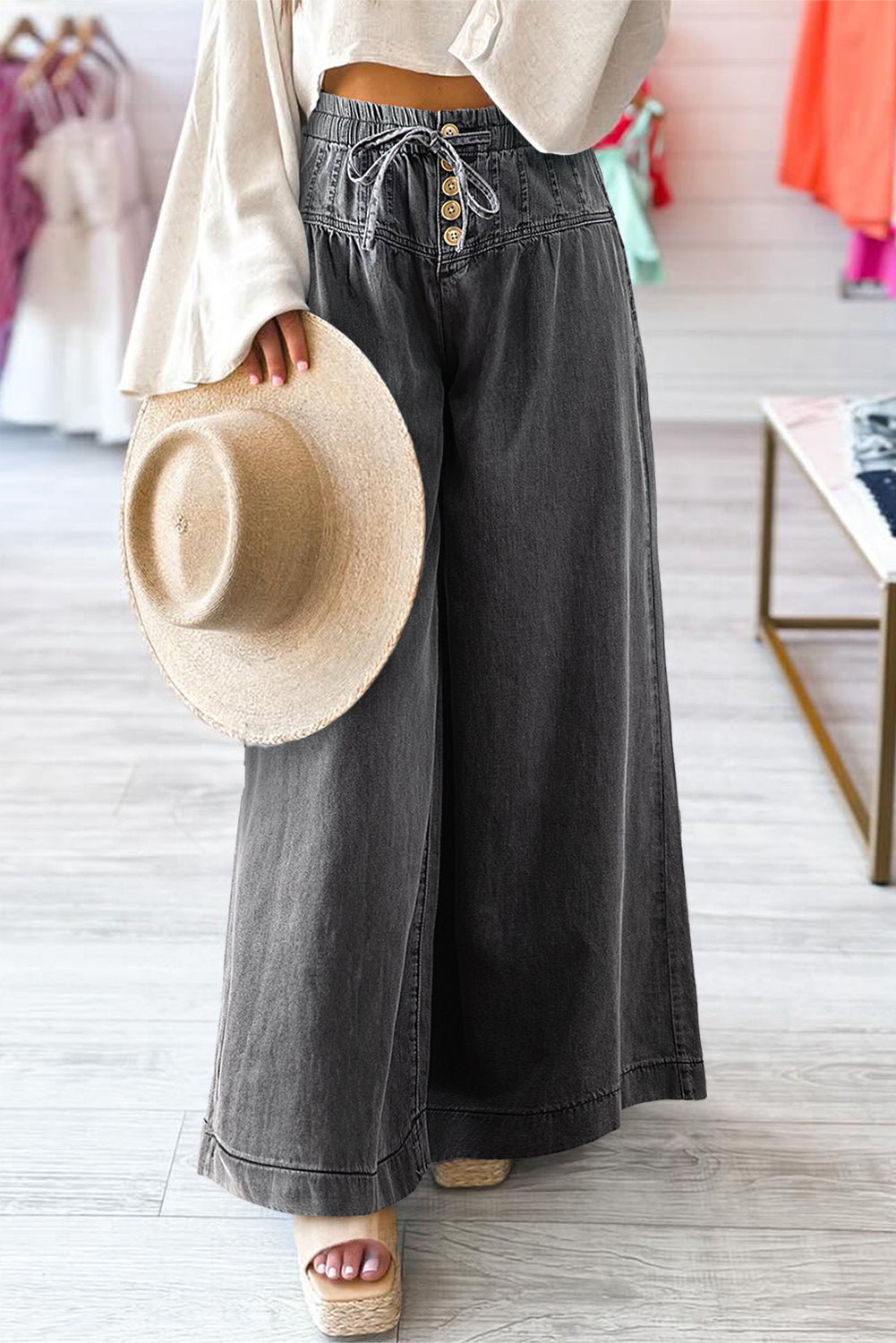 Jean Gris Anthracite — Taille Haute & Jambes Larges