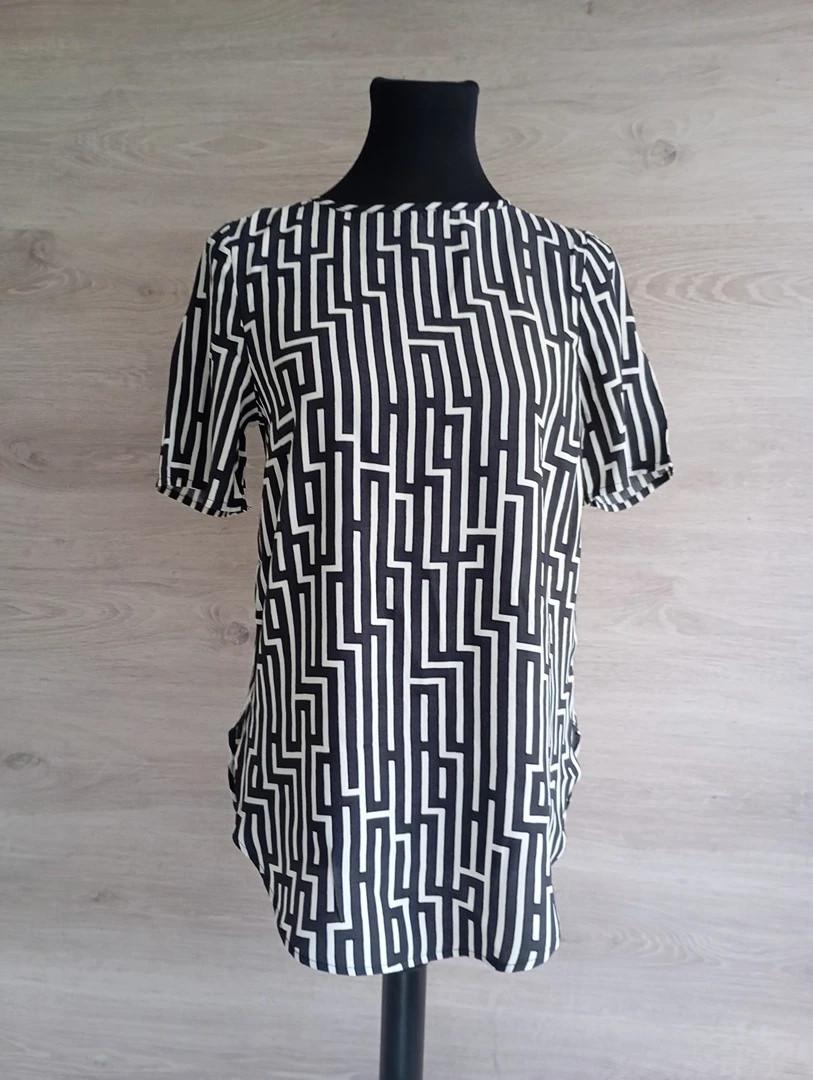 Belle blouse manches courtes H&m taille Xs - Noir/blanc - 100% viscose avec motifs