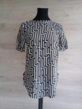 Belle blouse manches courtes H&m taille Xs - Noir/blanc - 100% viscose avec motifs