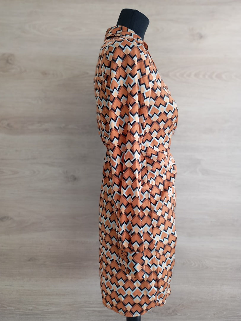 Robe portefeuille manches longues - Mango - Xs - Marron