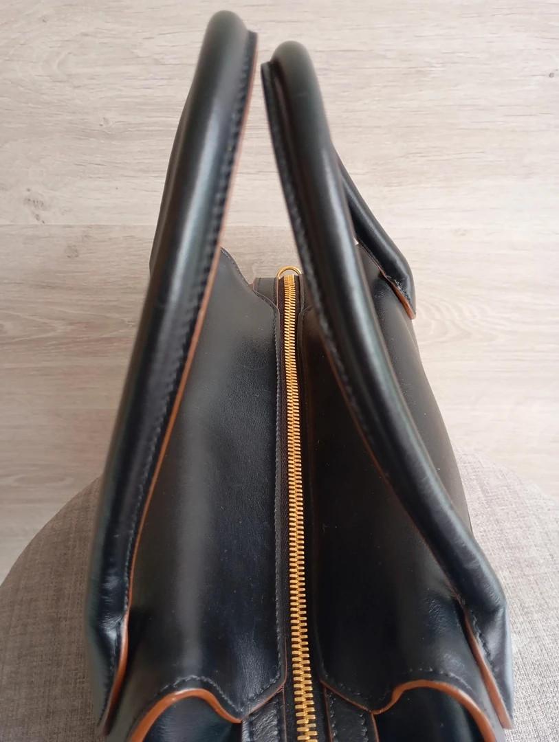 Sac à main Prada bandoulière - cuir - noir et marron - modèle Top Handle Vintage , collection Vitello Phoenix de Prada