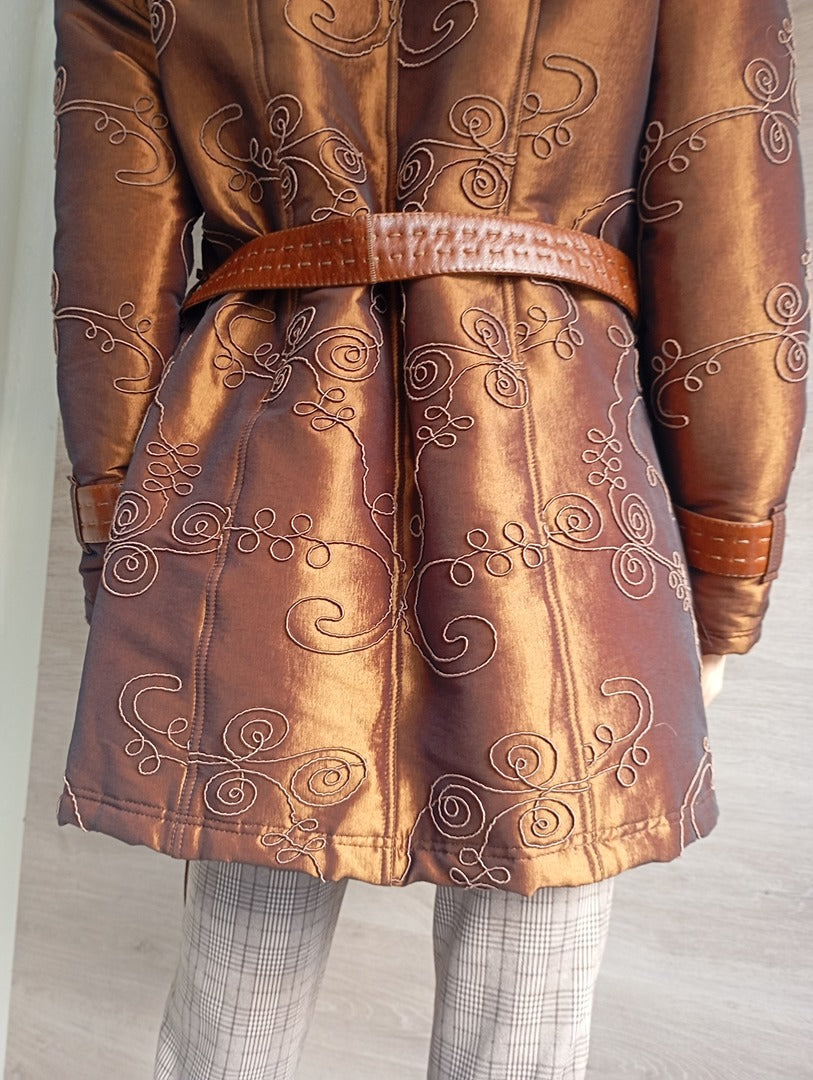 Manteau en fourrure naturelle de Renard Elazar Leather taille S - Marron bronze irisé
