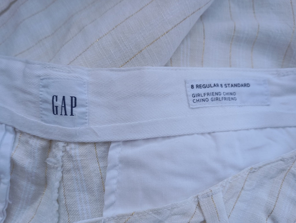 Pantalon chino Gap - 38 - Blanc/crème/doré - Neuf avec étiquette - lin et coton