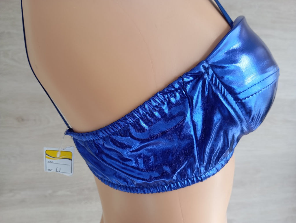 Soutien-gorge bandeau bleu métallisé — Fantaisie — Taille unique