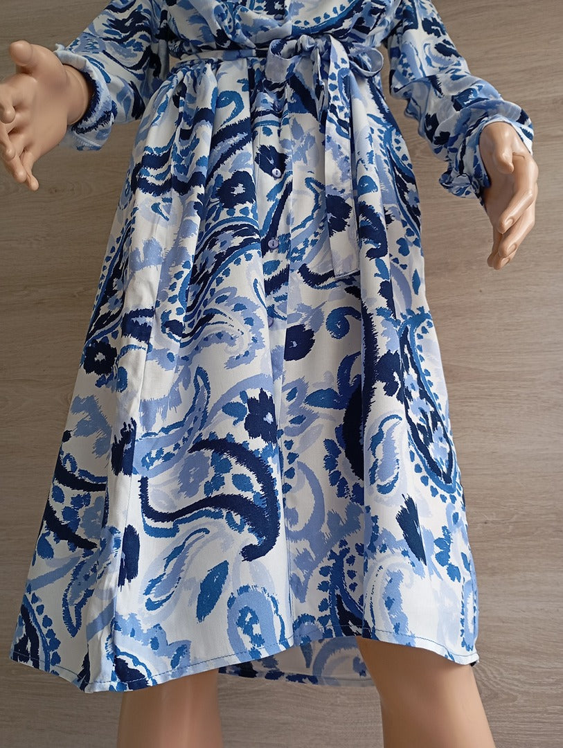 Robe chemise manches longues - Lefties - Xs - Bleu/blanc - Neuf avec étiquette - 100% viscose