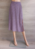 Jupe midi fleurie Camaïeu - 38 - Violet - Très bon état - motif floral - 100% viscose