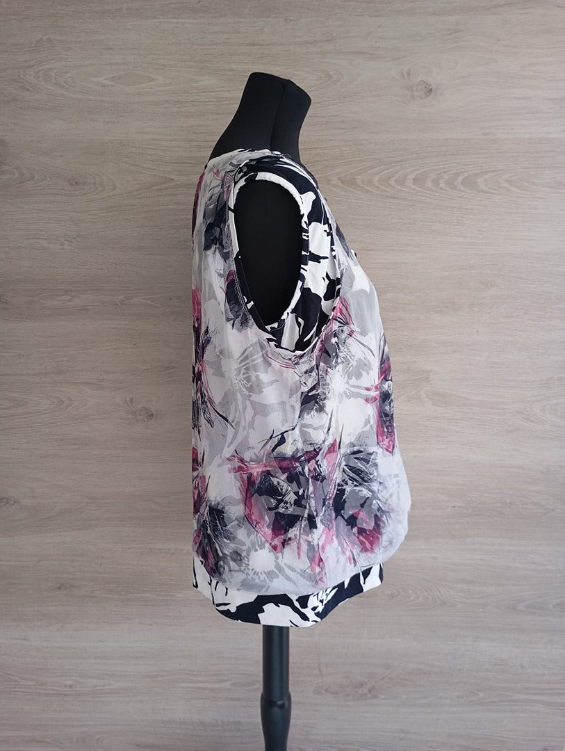 Blouse sans manches Basler - 46 - Blanc/multicolore - Très bon état