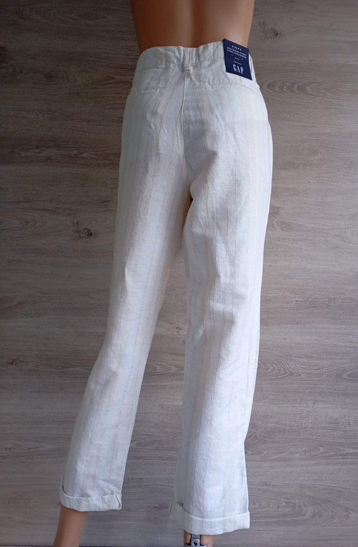 Pantalon chino Gap - 38 - Blanc/crème/doré - Neuf avec étiquette - lin et coton