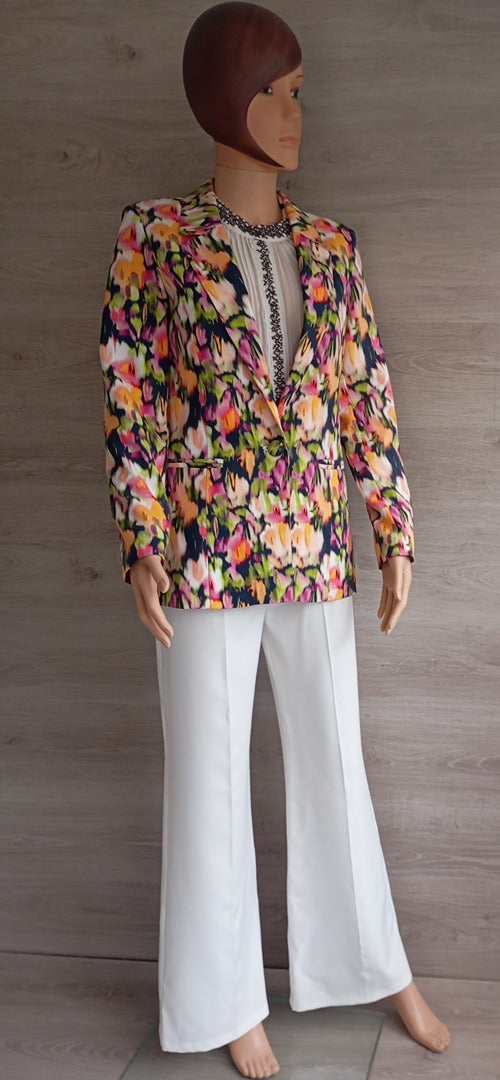 Blazer - veste - femme multicolore taille S en excellent état - cocktail - manches longues - motifs