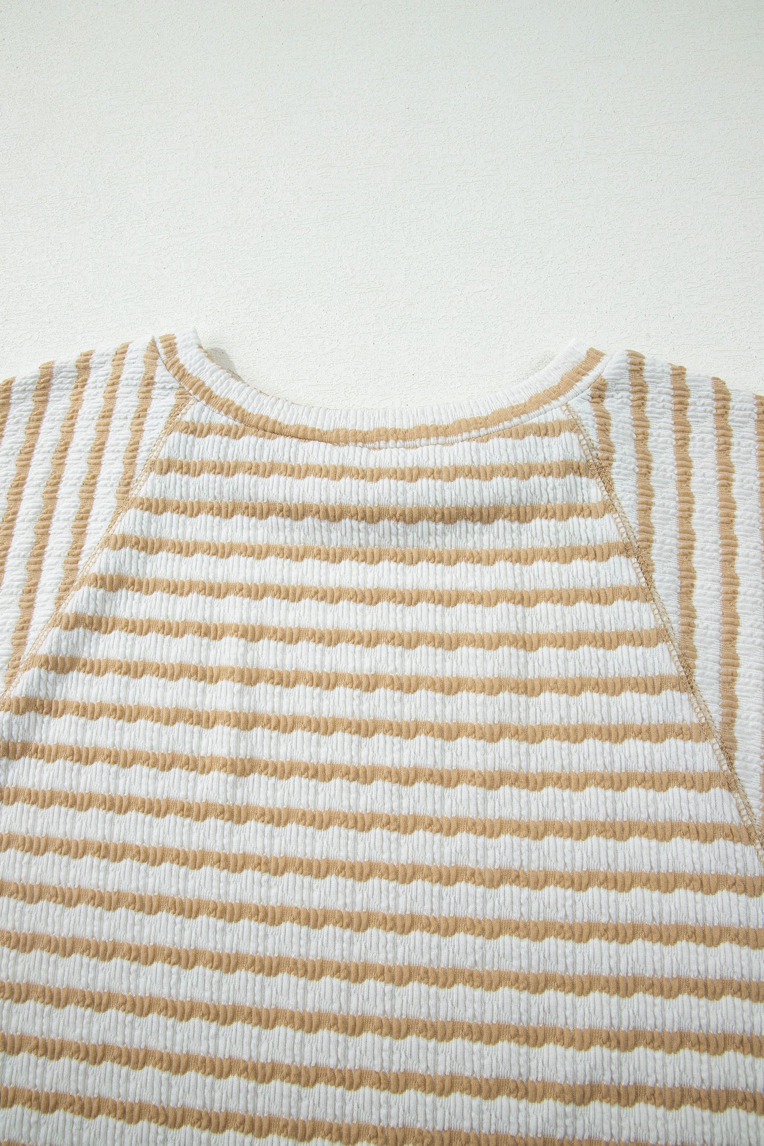 Haut ample à rayures grande taille — maille texturée, manches courtes