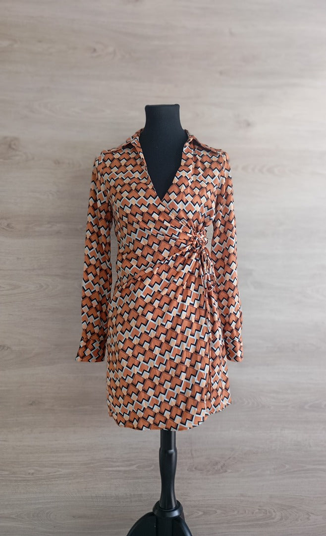 Robe portefeuille manches longues - Mango - Xs - Marron