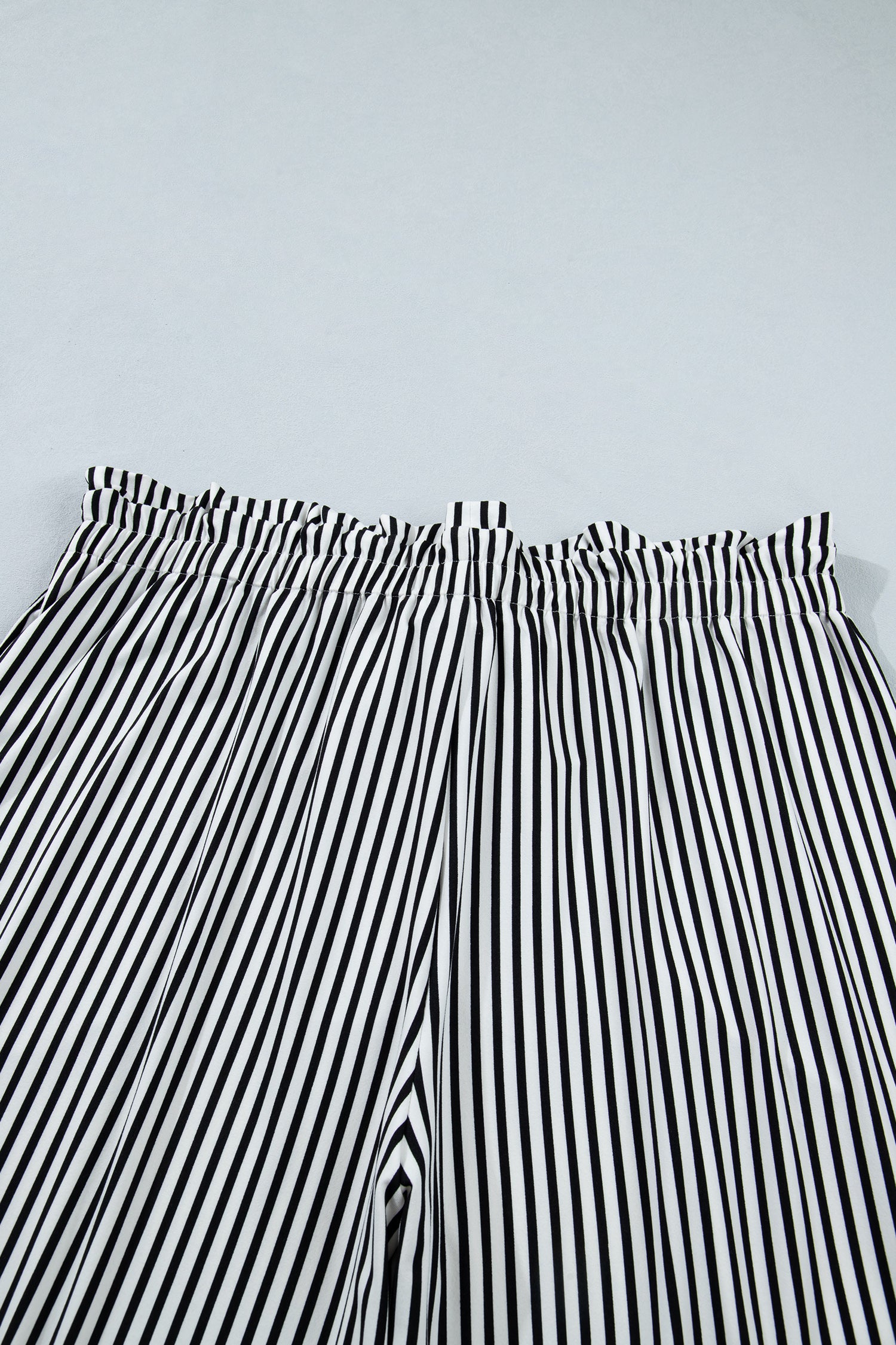 Pantalon Large à Rayures Noires — Taille Élastique & Poches Grande Taille
