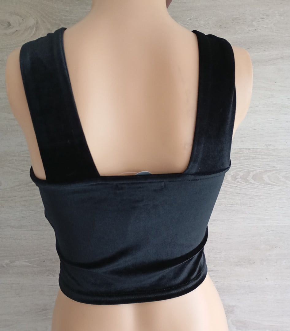 Superbe crop top Pull&bear effet velours taille S - Noir - Neuf