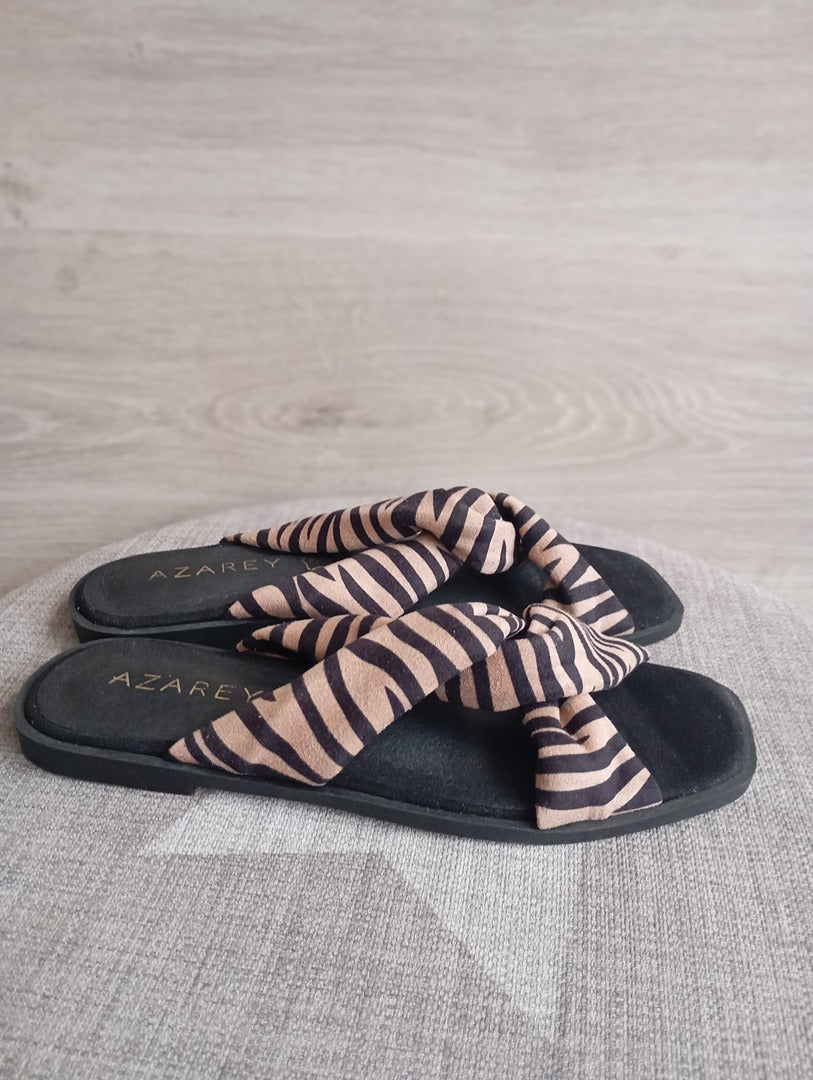 Sandales femme Azarey - 36 - Brown - neuves - style zebré