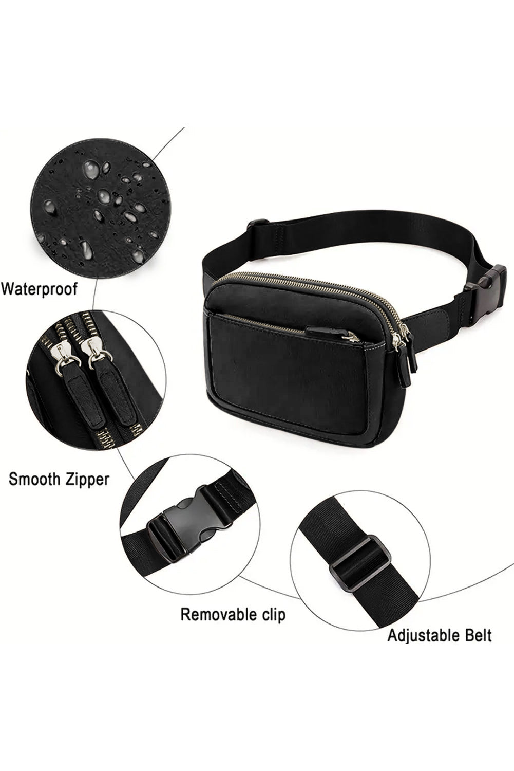 Sac bandoulière minimaliste noir - Multi-compartiments