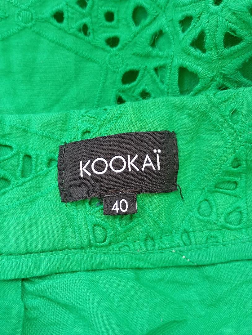 Jupe midi Kookaï broderie anglaise - 40 - Vert - Très bon état - coton