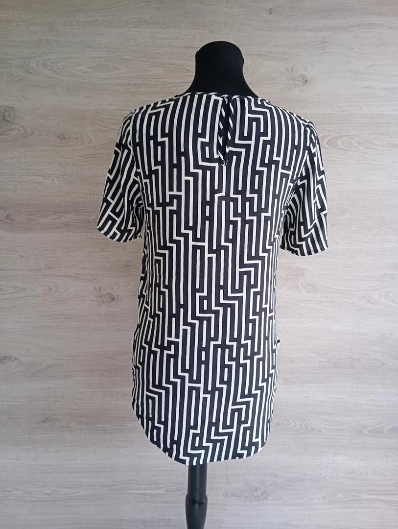 Belle blouse manches courtes H&m taille Xs - Noir/blanc - 100% viscose avec motifs