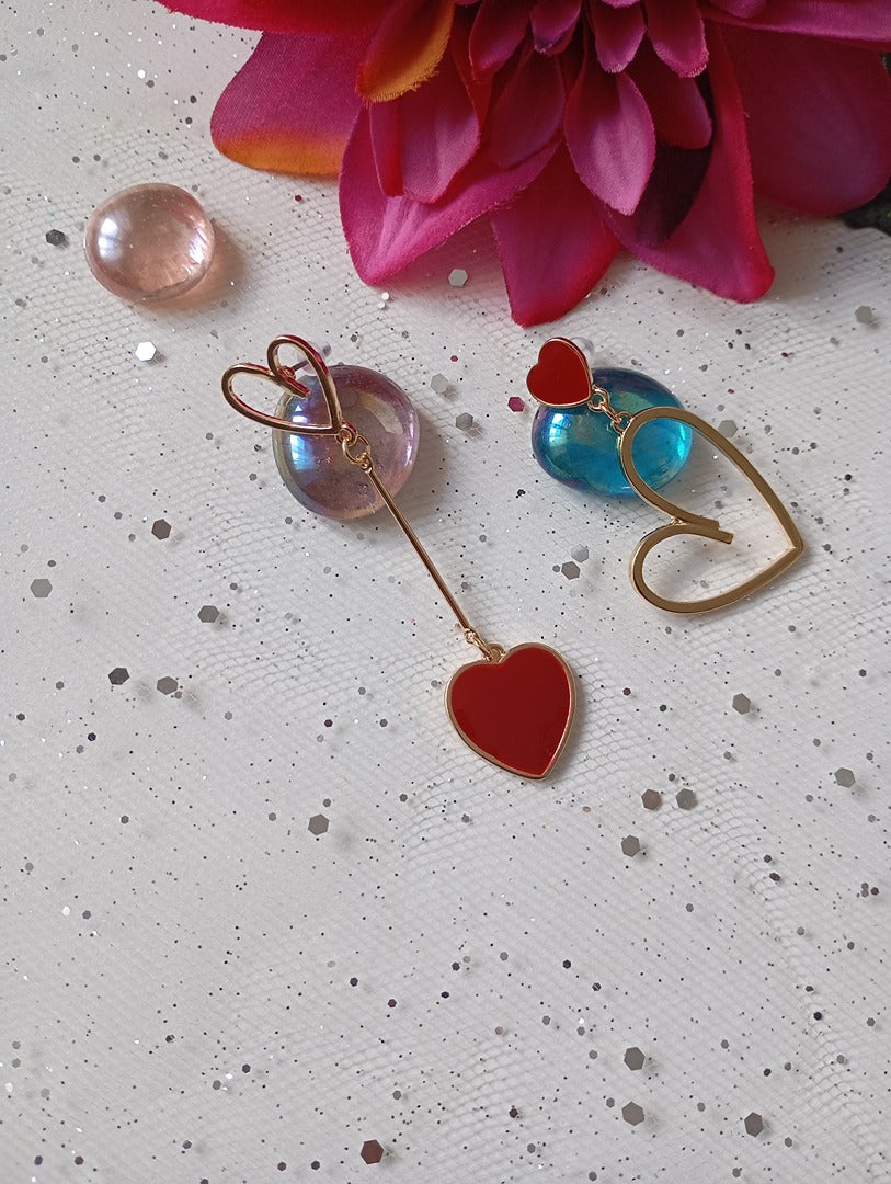 Boucles d'oreilles manchette - Doré et rouge - Neuf