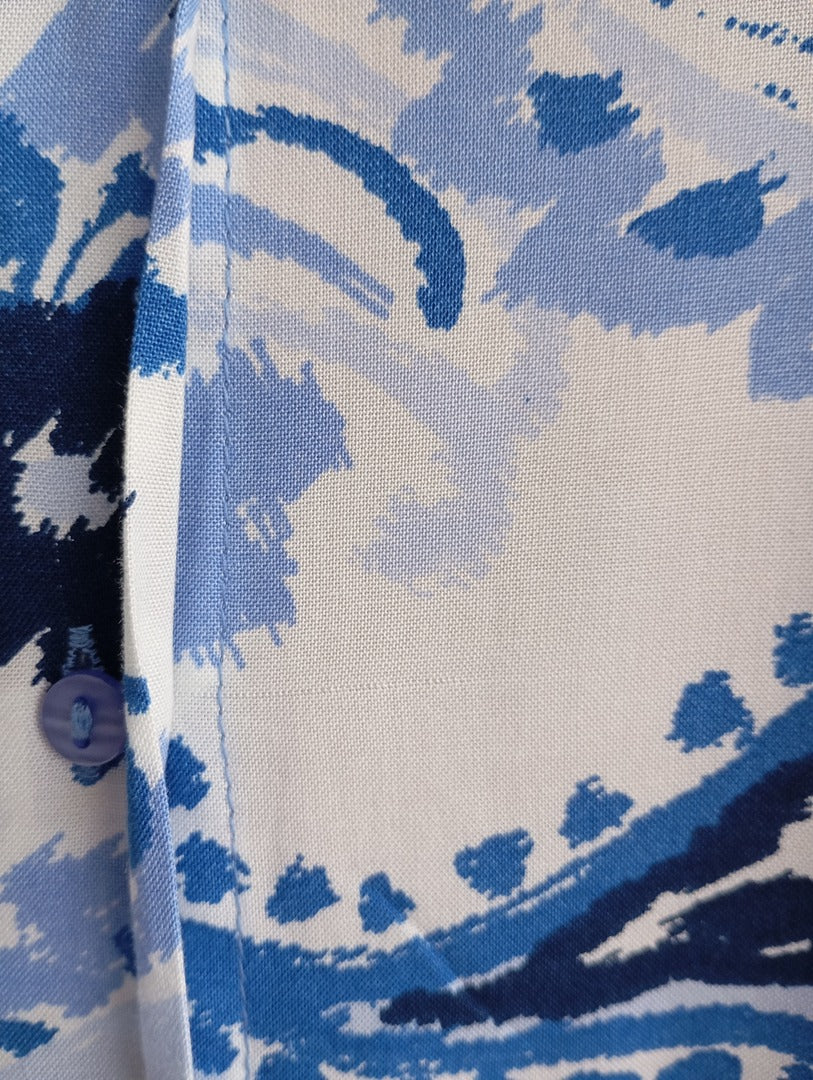 Robe chemise manches longues - Lefties - Xs - Bleu/blanc - Neuf avec étiquette - 100% viscose