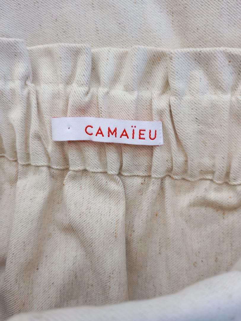 Jupe courte Camaïeu - 36 - Crème - neuf - Coton- Lin