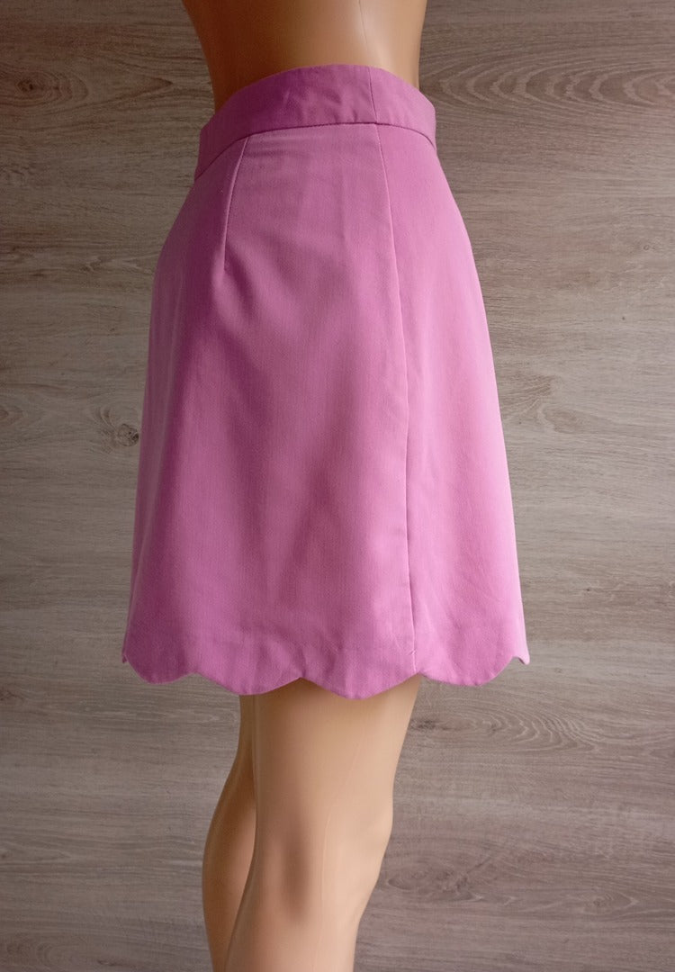 Jupe courte Asos taille S - Rose Poudré avec ourlet festoné