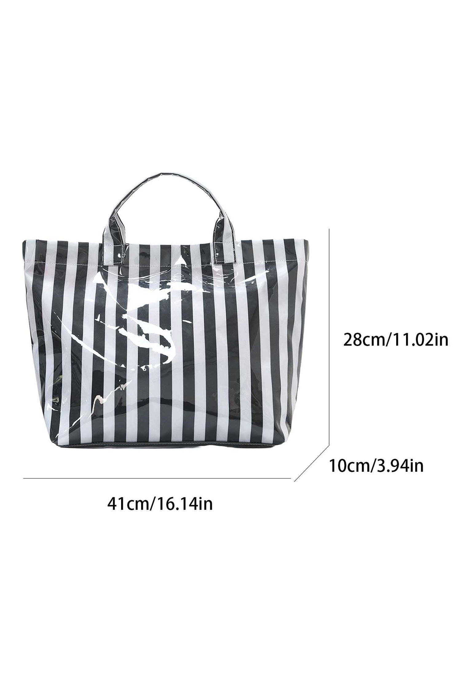 Grand Sac Cabas Vinyle Rayures Noir & Blanc