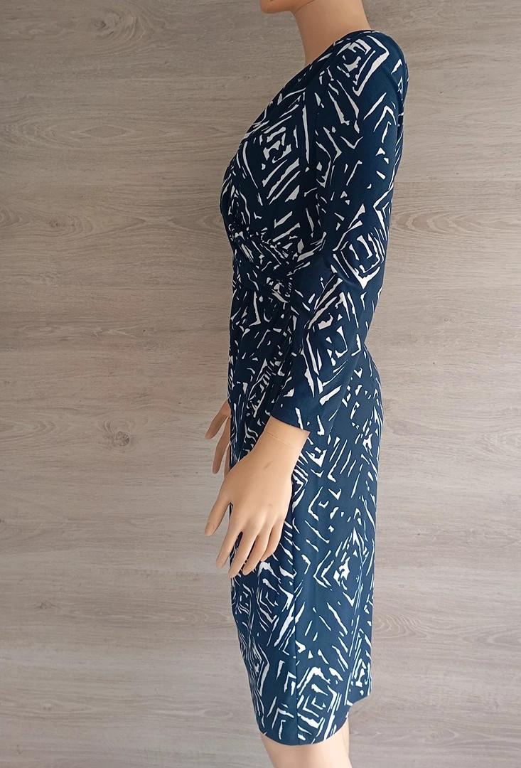 Robe Lauren Ralph Lauren - S - Marine et blanc - manches longues - marine et blanc - col cache coeur