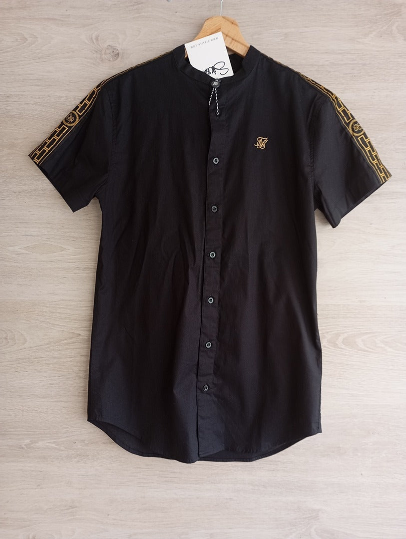 Chemise homme manches courtes 🌸 Siksilk 🌸 M - Noir et doré - Neuf - coton