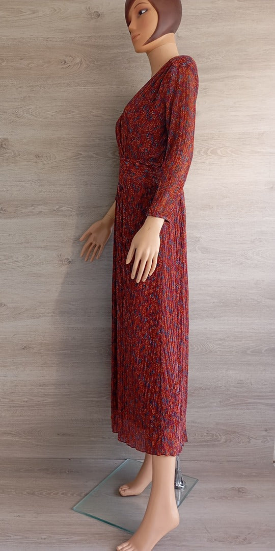 Robe longue manches 3/4 - Holly & Joey - S - Bordeau/multicolore - Très bon état