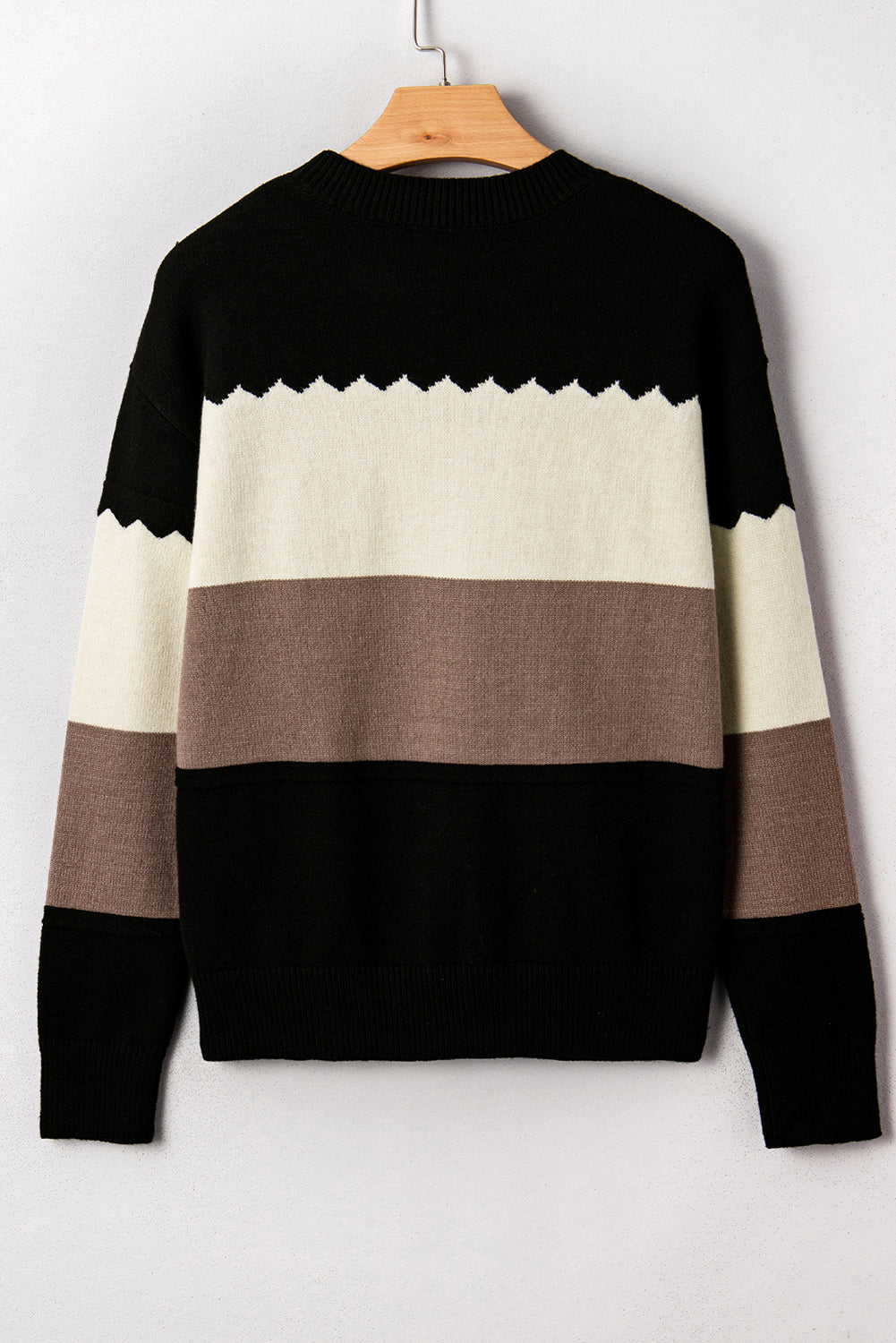 Pull Colorblock Col Rond — Épaules Tombantes