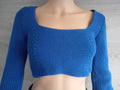 Haut court - Top en maille femme Chiquelle - Xs/s - Bleu - très bon état - manches longues