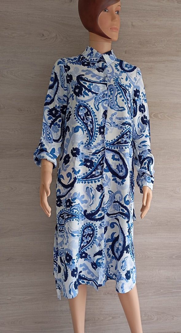 Robe chemise manches longues - Lefties - Xs - Bleu/blanc - Neuf avec étiquette - 100% viscose