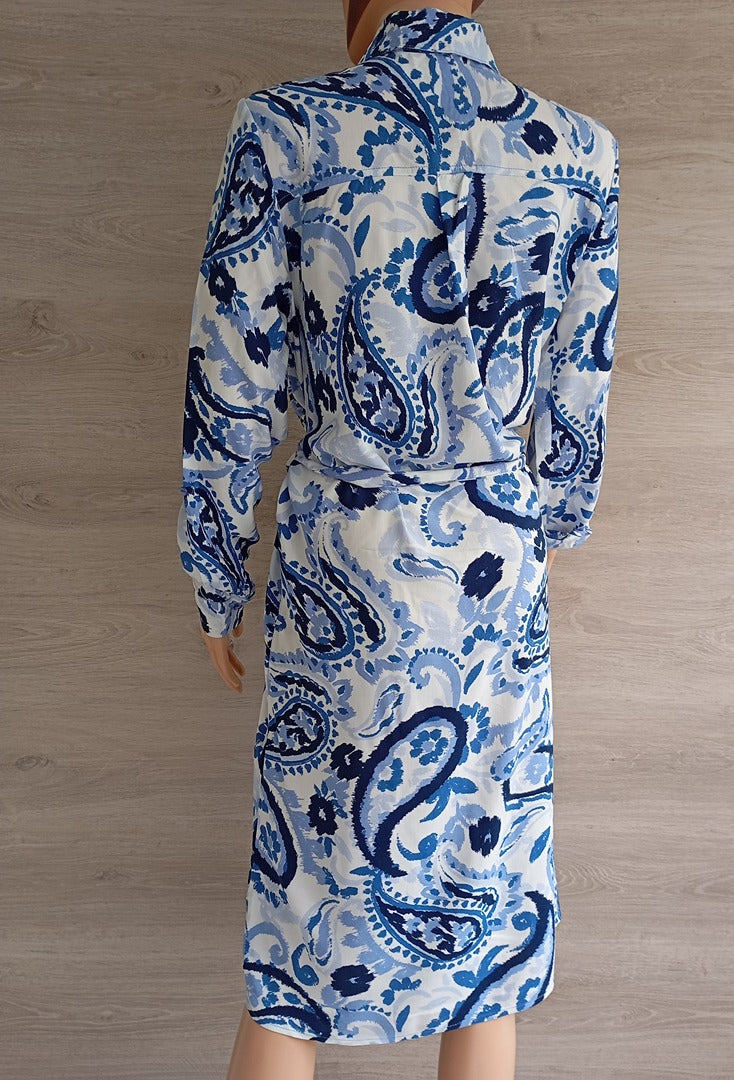 Robe chemise manches longues - Lefties - Xs - Bleu/blanc - Neuf avec étiquette - 100% viscose