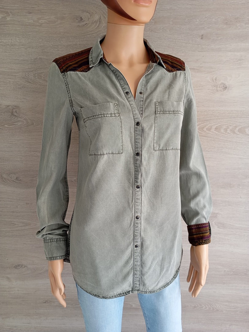 Jolie chemise manches longues Zara - Xs - Vert/multicolore