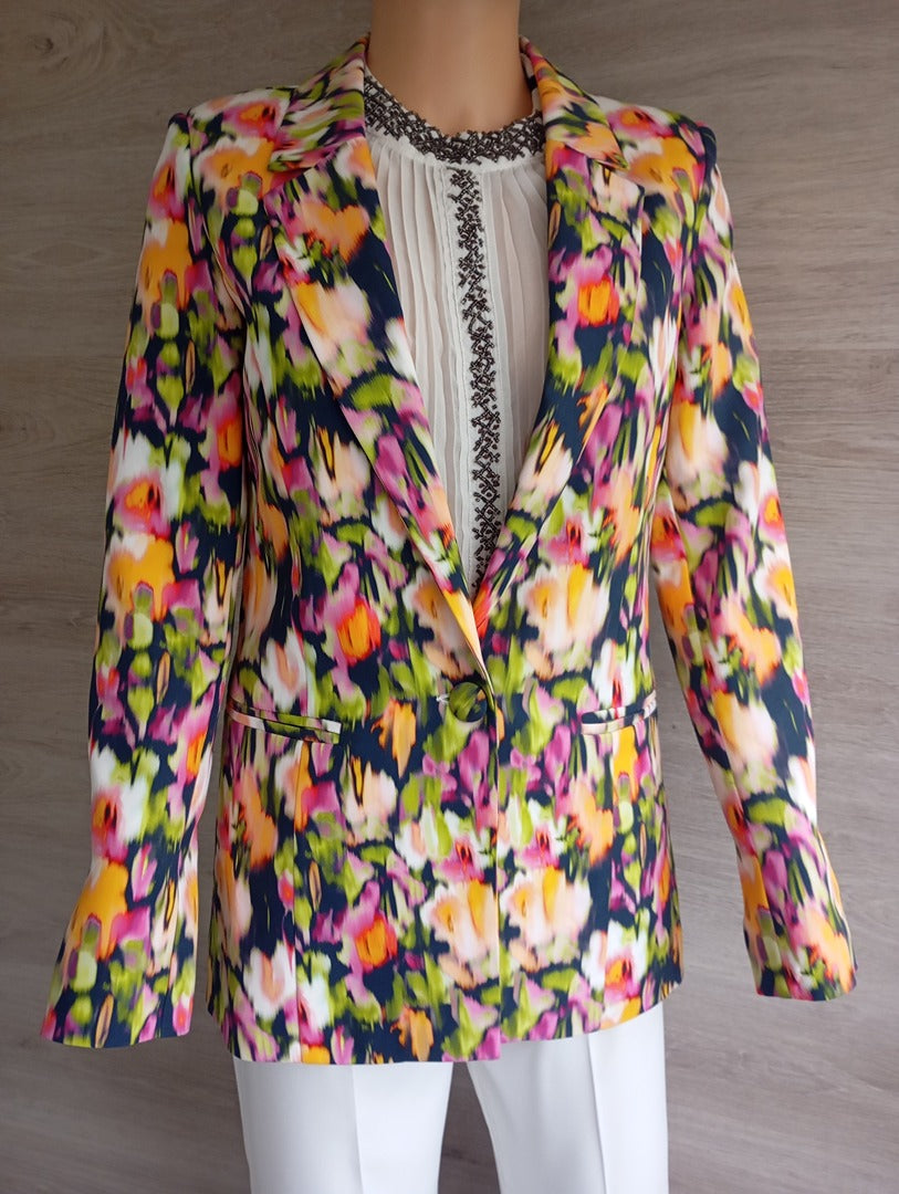Blazer - veste - femme multicolore taille S en excellent état - cocktail - manches longues - motifs