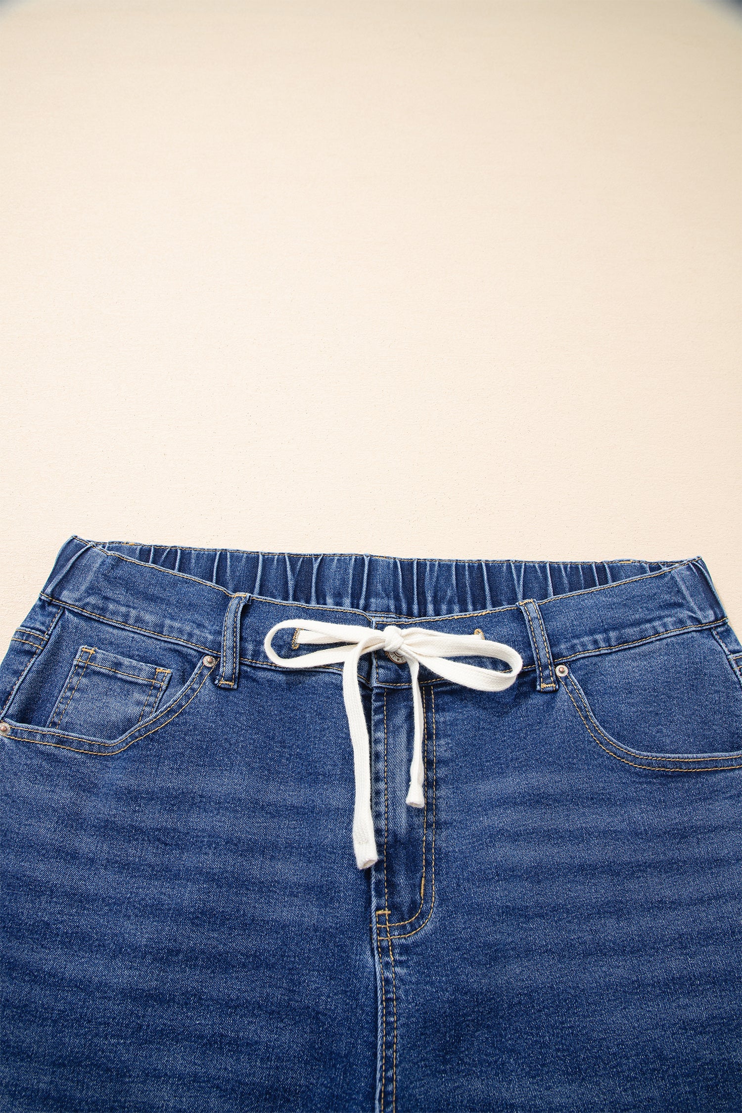 Jean Grande Taille Wide Leg à Lacets Contrastés