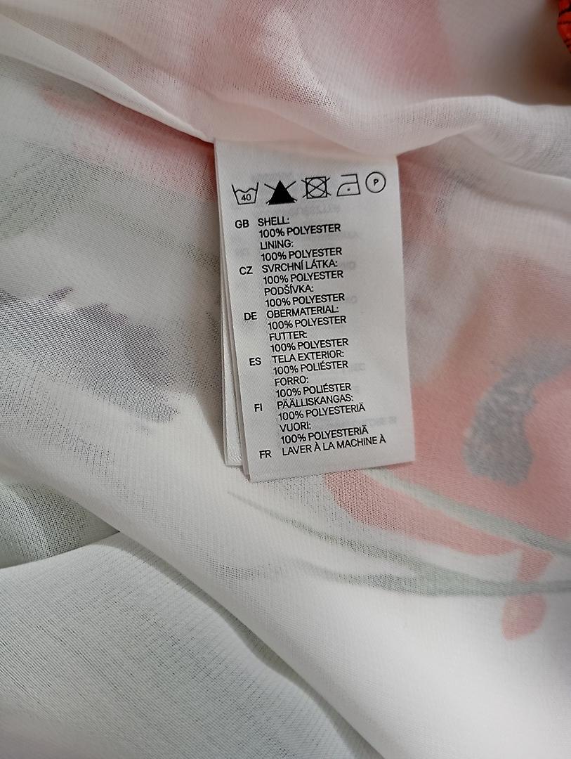 Jupe midi fleurie blanc & orange — H&M — Taille M (38) — Neuve