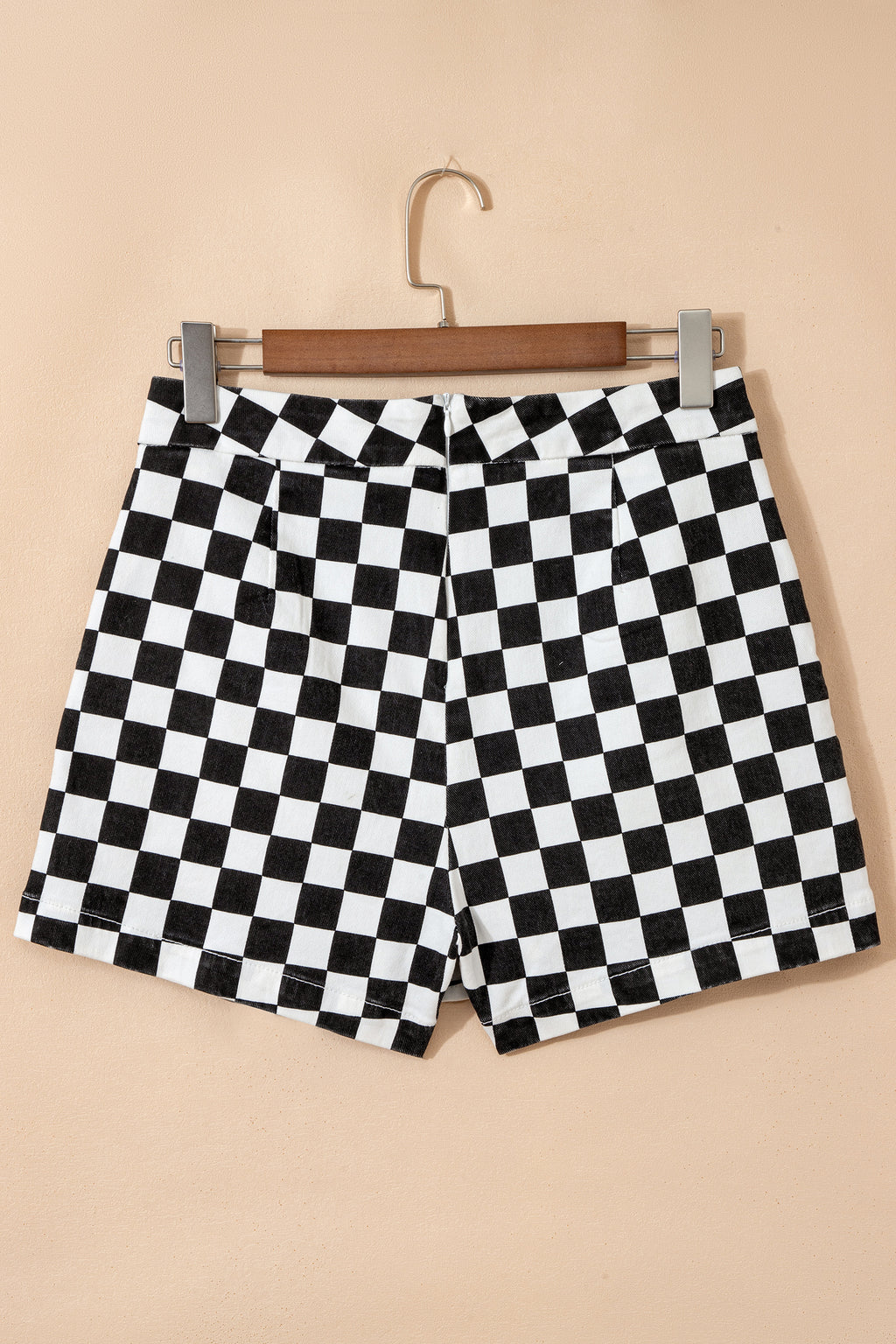 Short en jean à carreaux — Noir & Blanc