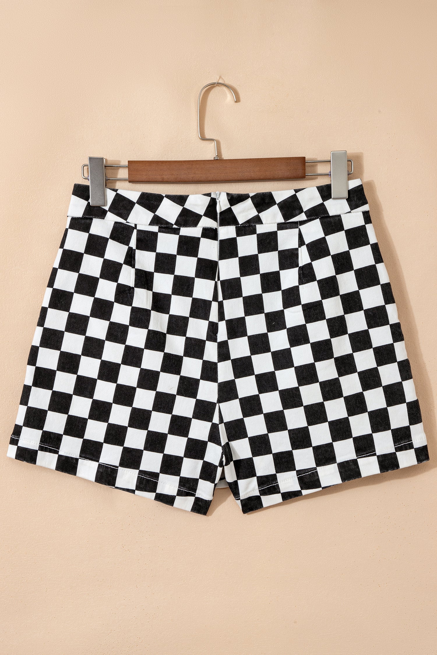 Short en jean à carreaux — Noir & Blanc