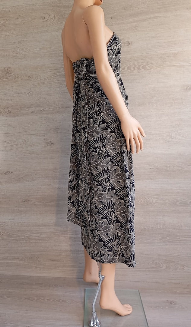 Robe bustier fleurie noir & beige — Zara — Taille L — Neuve