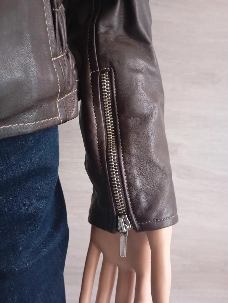 Belle veste/perfecto en 100% cuir véritable - Vera Pelle taille - L - Marron