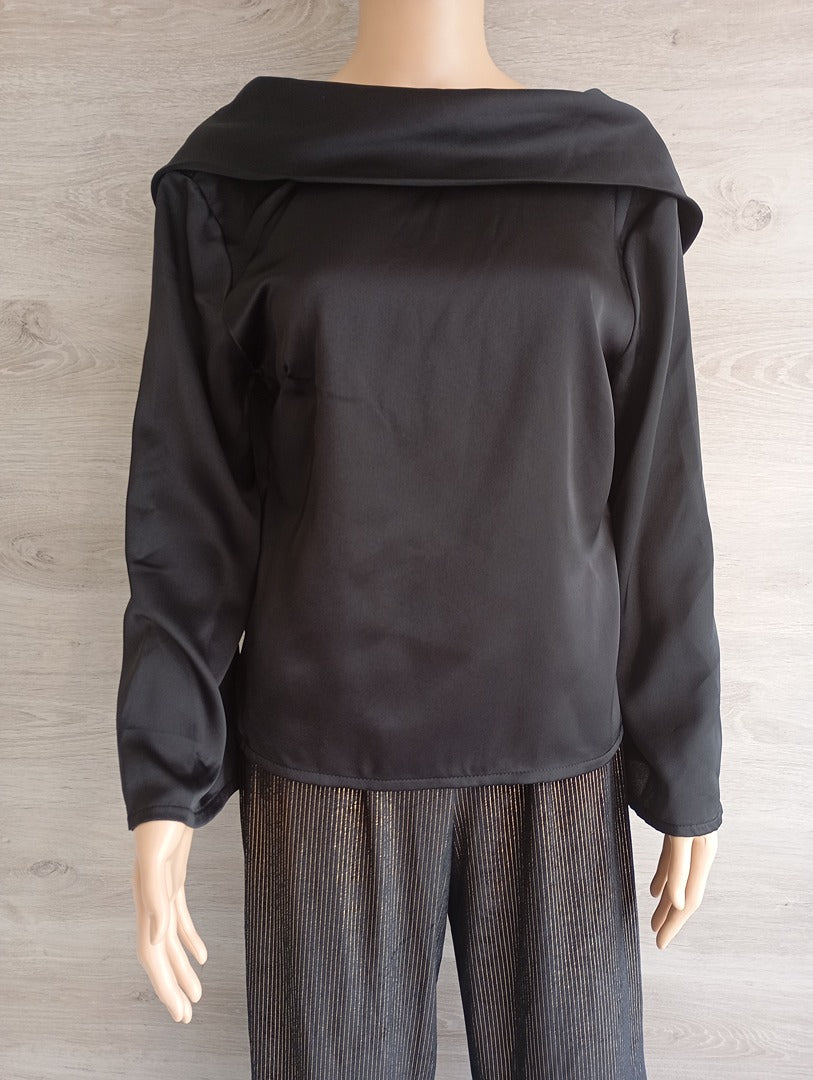 Blouse manches longues 🌸 Armonias -🌸 S - Noir - Neuf avec étiquette - visuel satin