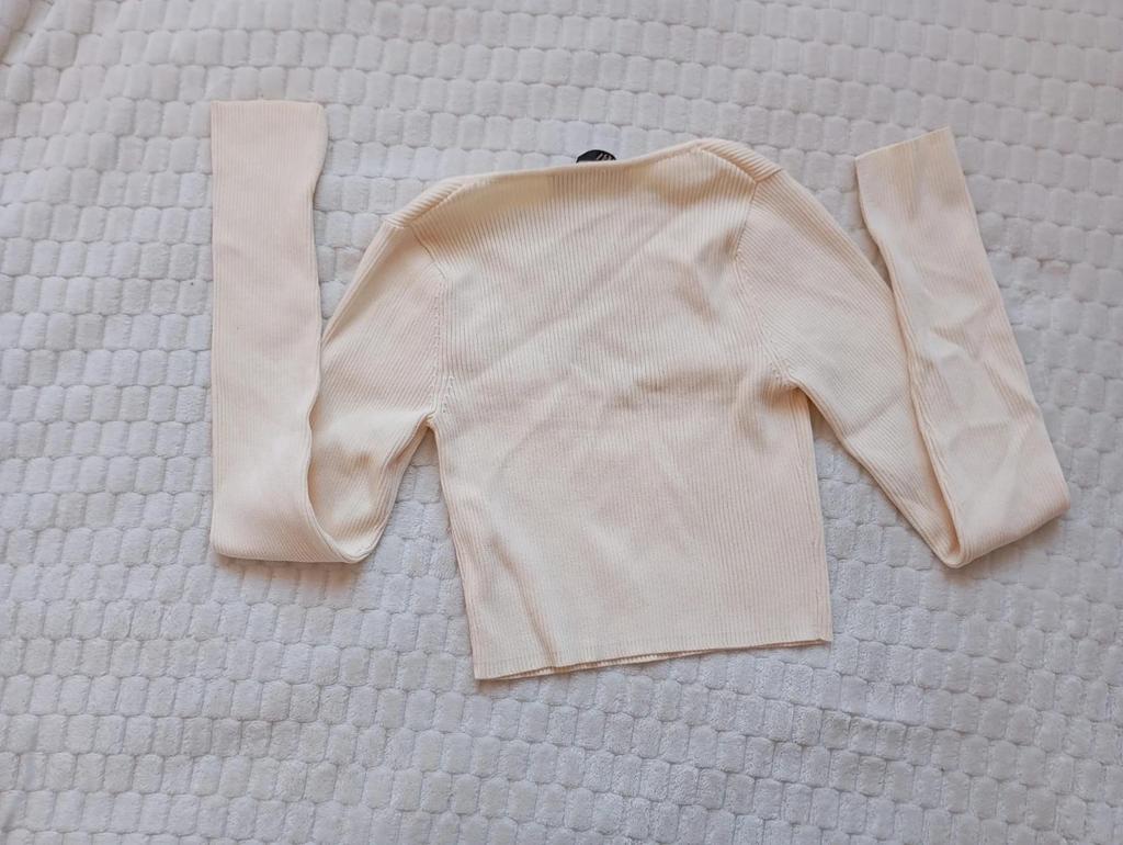 Crop top manches longues Zara S crème