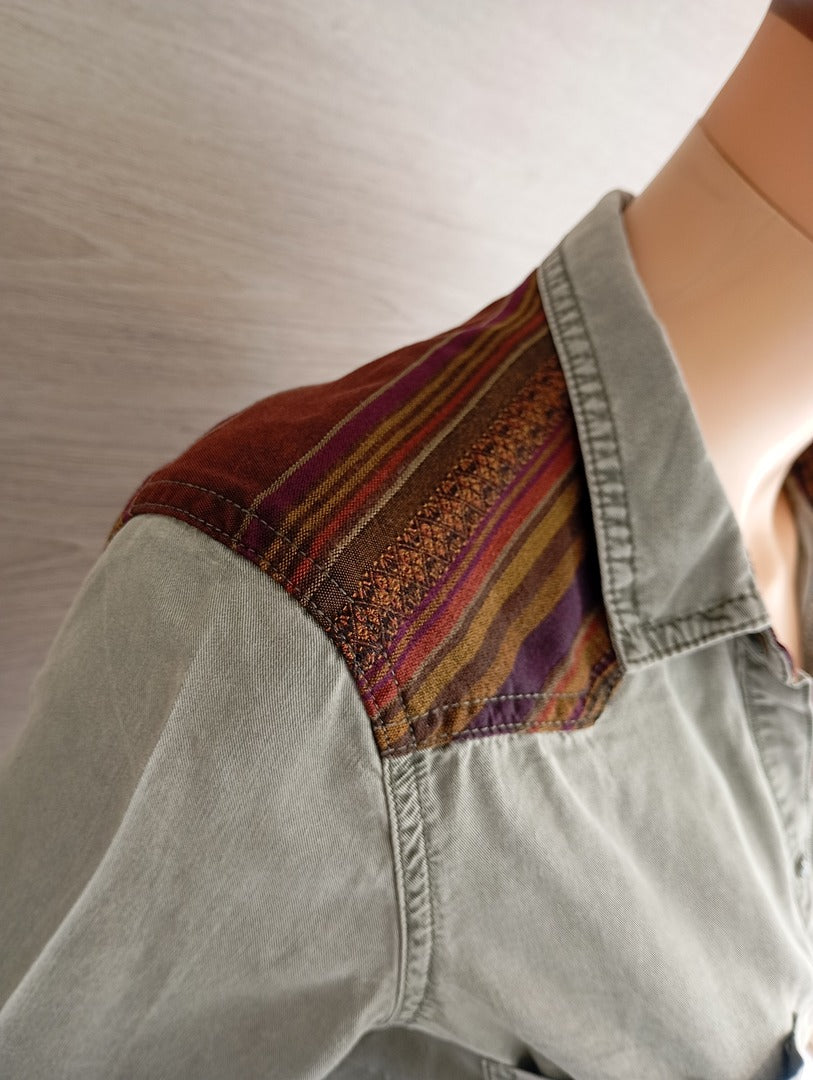 Jolie chemise manches longues Zara - Xs - Vert/multicolore