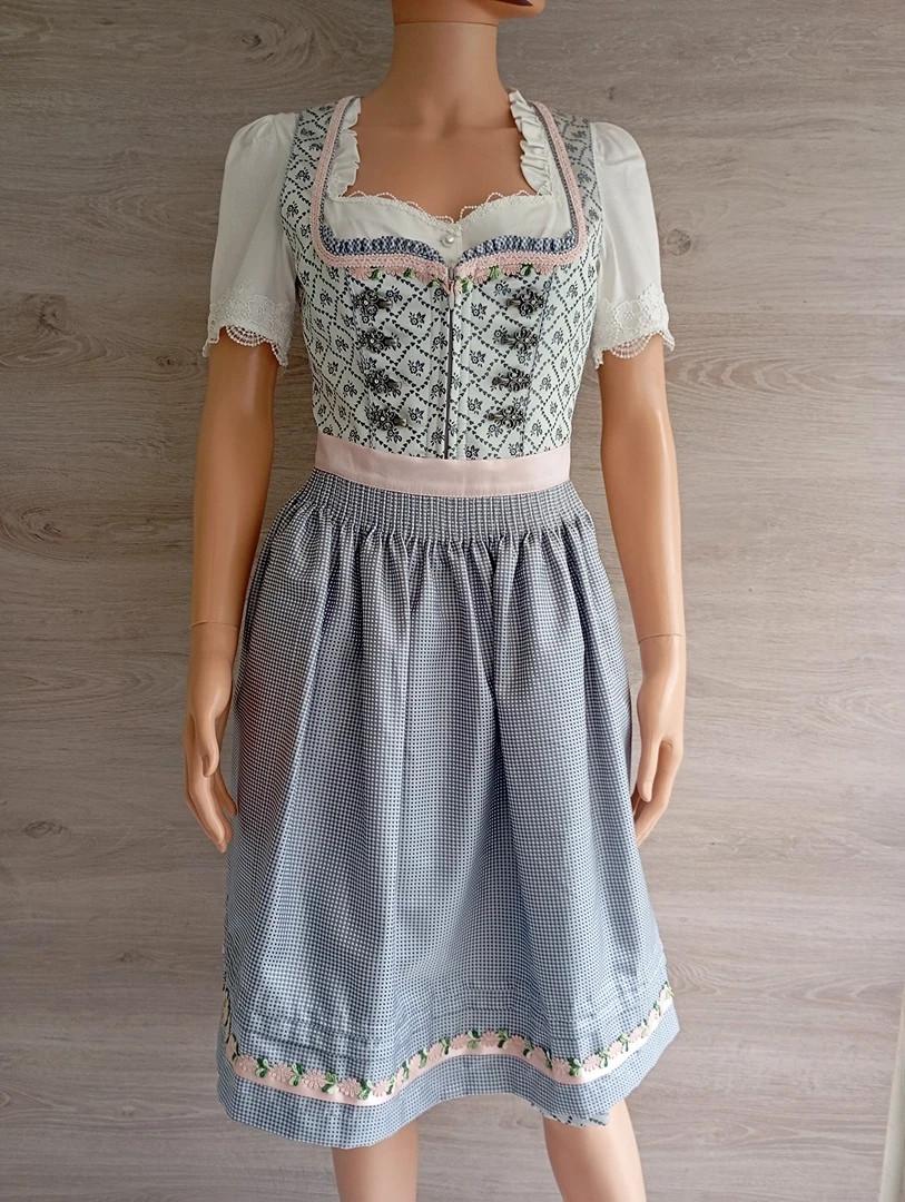 Dirndl - tenue traditionnel femme Krüger taille Xs grise et rose costume robe